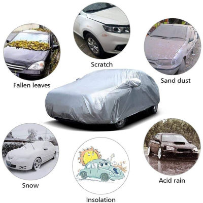 ผ้าคลุมรถกันฝุ่นกันน้ำทุกสภาพอากาศ UV ป้องกันแสงแดดแบบพับได้ Silver Universal สำหรับรถเก๋ง