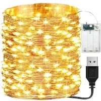 5M 10M Waterproof USB Battery LED Lights String Copper Wire Fairy Garland Light Lamp Christmas Wedding Party Holiday Lighting Fairy Lights