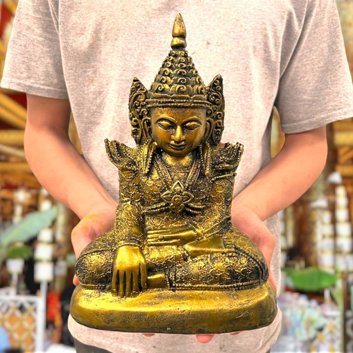 พระมหามัยมุนี-พระพุทธรูปทรงเครื่องกษัตริย์พม่า-หน้าตัก-8-นิ้ว-สีทองโบราณ-เป็นพระพุทธรูปศักดิ์สิทธิ์คู่ประเทศพม่าณเมืองมัณฑะเลย์