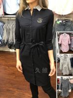 ✲ Tommy Hilfiger Tommy girls spring and summer new square neck long-sleeved shirt dress casual lady dress