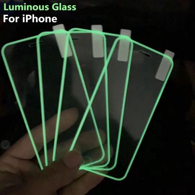♥Ready Stock【กระจกนิรภัย】Luminous กระจกป้องกันสำหรับ Iphone 13 12 11 14 Pro Max SE 2020 XS ป้องกันหน้าจอ Iphone 6S 7 8 Plus เรืองแสงกระจกนิรภัย
