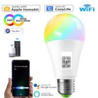 Homekit หลอดไฟ LED อัจฉริยะ E27 Wifi 15W 110V 220V RGB เย็น + อบอุ่นสีขาวหลอดไฟหรี่แสงได้ APP การควบคุมด้วยเสียง Apple Siri Alexa Google◇