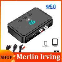 Merlin Irving Shop Bluetooth-compatible 5.0 Receiver Transmitter FM Stereo AUX 3.5mm Jack RCA Wireless Handsfree Call NFC Audio Adapter