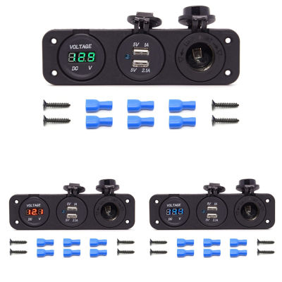 Xinsu แท่นชาร์จโทรศัพท์มือถือสองเครื่องชาร์จ USB สำหรับรถยนต์,โวลต์มิเตอร์ไฟ Led เต้าเสียบ12V ชิ้นส่วนต่อปลั๊กใช้ได้กับรถยนต์