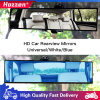 Hozzen กระจกมองหลังรถยนต์แบบ HD ขนาด30*7ซม.,กระจกมองหลังมุมกว้างสีขาว/สีน้ำเงินกระจกมองหลังป้องกันแสงสะท้อนสำหรับจอดรถกระจกมองหลังพร้อมส่ง