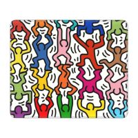 Keith Heart Computer Mouse Pad Square Mousepad with Stitched Edge Non-Slip Rubber Haring Abstract Graffiti Gamer Computer PC Mat