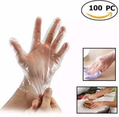 BPA Free Disposable Clear Thin Film Poly PE Gloves Food Service Cooking and Cleaning Hybrid Stretch Safety Glove-100PCS