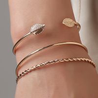 3 PCScelet Set New Fashion Twist Leaf Three-piece Geometric Open Bangle