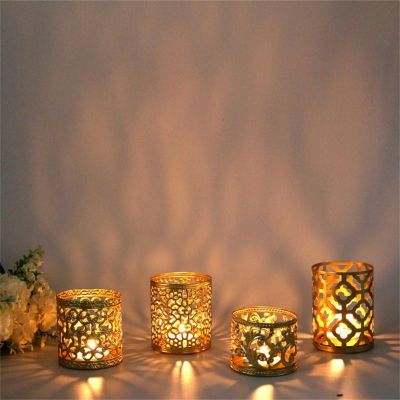 Nordic Golden Hollow Candle Holder Wrought Iron Candlestick Christmas Decorations For Home Wedding Party Decor Ornament