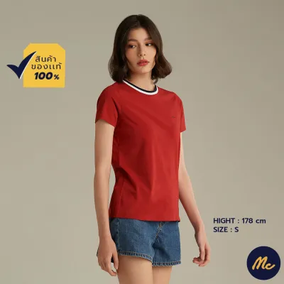 Mc Jeans เสื้อยืดแขนสั้นผู้หญิง คอกลม สีแดง MTSZ966