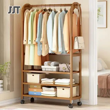 Floor Standing Clothes Hanger With Drawer Home Bedroom Mobile