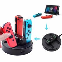 4 Ports 2 Interfaces Game Console Fast Charging Station Dock with Indicator for Switch Joy-con Games Accessories