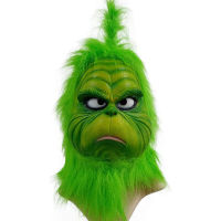 Cute How Christmas Green Haired Grinch Cosplay Mask Latex Halloween XMAS Full Head Latex Mask Cosplay Costume Mask Props