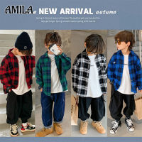 AMILA เสื้อลายสก็อตแขนยาวเด็กผู้ชาย,เสื้อคลุมรัดรูปสำหรับบุรุษอบอุ่น