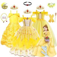 ZZOOI Beauty And The Beast Belle Princess Dress Girls Halloween Christmas Cosplay Costume Princess Dress For Kids Party Gown