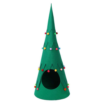 Pet Supplies Christmas Green Felt Cat Mat Pet Nest Christmas Cute Festive Atmosphere Fur Ball Tree Cat House