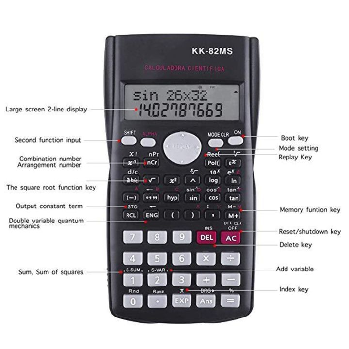 เครื่องคิดเลขวิทยาศาสตร์ที่มี240-ftions-และหน้าจอ2-line-เครื่องคิดเลขพกพาได้นักเรียนอเนกประสงค์สำหรับ-dja88การสอนคณิตศาสตร์