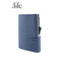 C-SECURE กระเป๋าสตางค์ C-Secure RFID Classic Leather Wallet Blue Marino - Grey Card Holder by dotlife