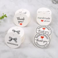 3.5cm Round Thank You Tags White Paper Tag Handmade Labels Garment Tag Wedding Birthday Gift Package Decoration Supplies 100pcs Labels