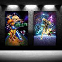 Samus Aran Metroid เกมโปสเตอร์สินค้าพรีเมี่ยมตกแต่งภาพวาด HD ผ้าใบพิมพ์ผนังศิลปะสำหรับห้องนั่งเล่นและห้องนอน0712