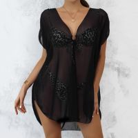 FN946N Sexy Women Beach Dress Mesh Bathing Suit Cover Up Sheer Bikini Vestido Swimwear Clubwear Robe See Through Dresses Bikin