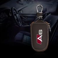 Leather Car Key Case Folding Remote Control Zipper Keychain For A4 A5 A6 A7 A8 Q3 Q5 Q7 Q8 Shell Protector Cover Auto Accessory