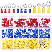 240 Piece Insulated End Ring Wire Crimp Connector Crimp Terminal Set  Yellow  Blue  Red Wires Leads Adapters