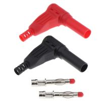 2Pcs Hot New 4mm Male Right Angle Insulation Wire Solder Type DIY Banana Plug Connectors Multimeter Test Watering Systems Garden Hoses