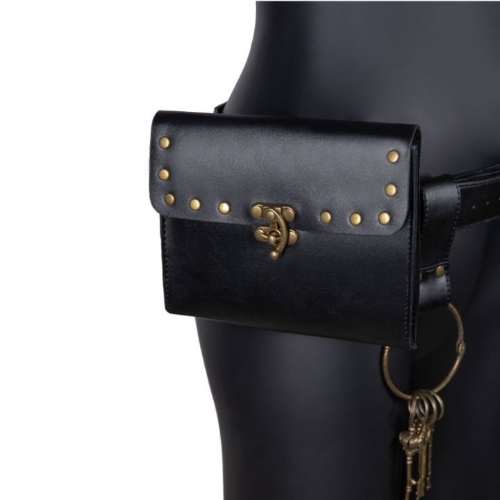 สร้างสรรค์วินเทจเข็มขัดหนังกระเป๋าสตางค์ผู้ชายเอวแพ็ค-steampunk-คู่กระเป๋ากระเป๋า