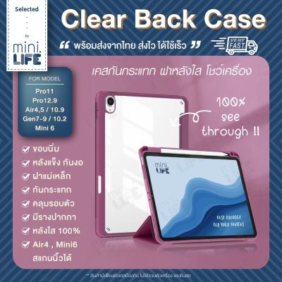 【 พร้อมส่ง 】เคส สำหรับ ไอแพด tablet หลังใส กันรอย ขีดข่วน clear case for ipad Air Gen8 Mini6 มีรางปากกา