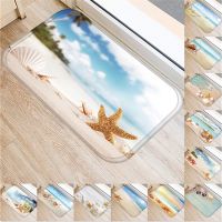 【cw】 Seaside Starfish Beach Print Floor Soft Flanner Doormat Rugs for Bedroom Room Door Hallway Mats ！