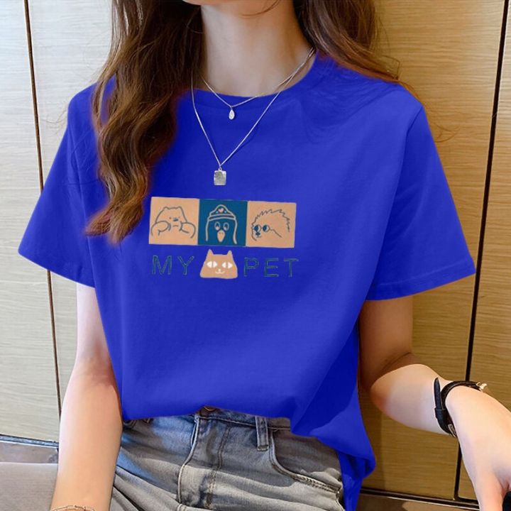 พร้อมส่ง-เสื้อยืดผู้หญิง-เสื้อยืดสีทึบ-เสื้อยืดแขนสั้น-เสื้อยืดลำลอง-เสื้อยืด-แฟชั่น-คู่รัก-w20