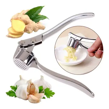 2 in 1 Manual Garlic Press Mincer Zinc Alloy Hand Clasp Chopper