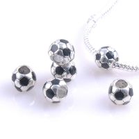 10MM 5Pcs Silver Plated Football Spacers Beads Fit  Charms Bracelets Jewelry Handmade DIY extanpaa flfaocma DK-050-X DIY accessories and others