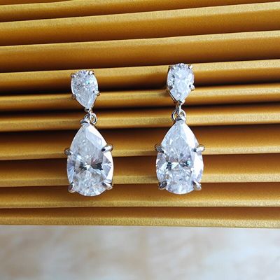 Smyoue 7cttw Pear Cut 100% D Color Full Moissanite Drop Earrings for Women Top Quality 925 Sterling Silver Plated 18k Jewelry
