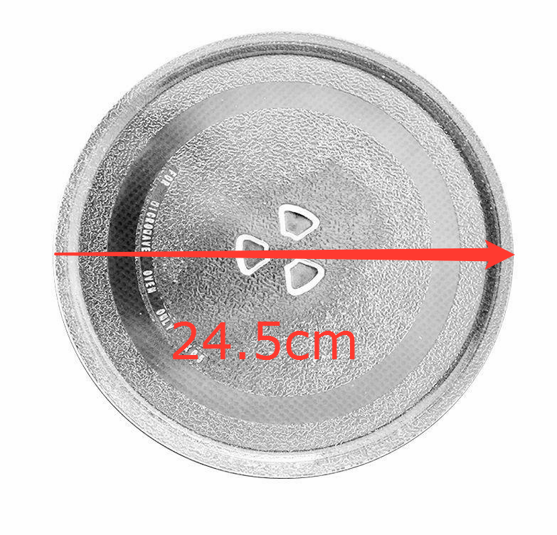 Glass Turntable Round Plate for Microwave Oven with 3 fixtures 24.5 cm 
