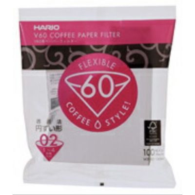 พร้อมส่ง☕ กระดาษ กรองกาแฟ Hario V60 สำหรับกาแฟดริป 100 แผ่น สีขาว 02