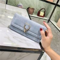 ZZOOI Women Wallets Fashion Deer Head Matte Leather Female Long Letter Hasp Three Fold Clutch Bag Coin Purses Card Holder Money Clip