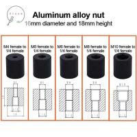 ZIAAN 1/4เป็น M4/M5/M6/M8/M10สกรูกล้องตัวเมีย-ตัวเมียตัวแปลงหัวกลมตัวเชื่อมต่อ1/4อุปกรณ์เสริมกล้องแปลงขาตั้งกล้องสีดำตัวยึดแฟลชสกรู