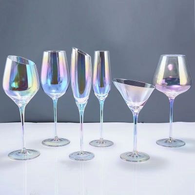แก้วไวน์แดงแก้วคริสตัลสีสันสดใสแบบนอร์ดิกที่สร้างสรรค์ถ้วยแชมเปญถ้วยแก้วไวน์แก้วไวน์ Nmckdl