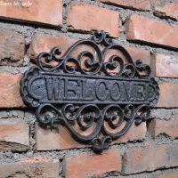 【hot】⊙  Sign Wall Plaque Garden Outdoor Hanging decorative creative retro shop signs Cast Iron