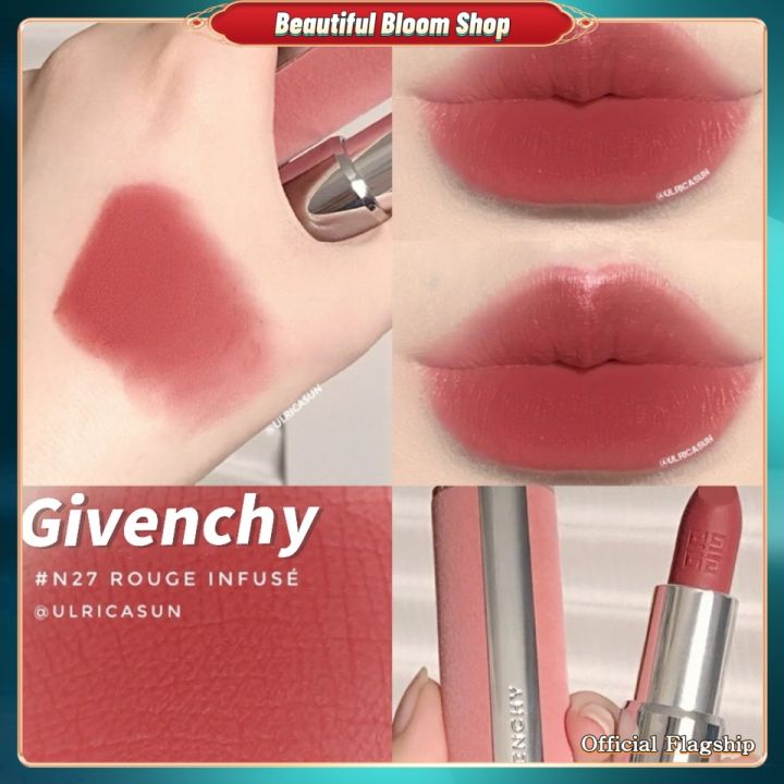 100% Authentic】 Givenchy Pink Velvet Lambskin Lipstick N27 37 227 330 500  Gift Set Trang điểm Chăm sóc da Làm đẹp 