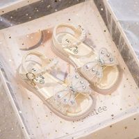 Spot parcel post Girls Sandals 2023 Summer New Childrens Shoes Baby Princess Shoes Crystal Soft Bottom Summer Girls Older Children