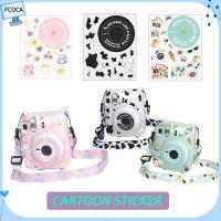 FCOCA โปร่งใสโปร่งใส พร้อมสติกเกอร์น่ารัก กระเป๋ากล้องสำเร็จรูป สำหรับ Fujifilm Instax Mini12 เคสป้องกันรอย เคสป้องกันรอย ฝาครอบกล้อง