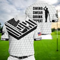 Premium Swing Swear Drink Repeat Cool Golf Polo Multicolor Custom Namesize：XS-6XL