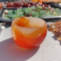 1pcs Free Shipping Natural High Quality Hand Carved Agate Bowl Crystal Decoration Carnelian Caps For Gift Smy