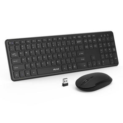 Jelly Comb 2.4G Wireless Keyboard and Mouse Combo Full Size Wireless Keyboard Ultra-Thin Mousee for Computer Laptop PC Deskt