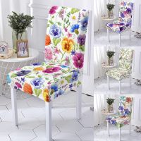【lz】⊙✢  Capa de cadeira estilo nordic elástica florida para casamento sala de jantar protetor para móveis de cozinha decoração de casa