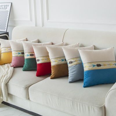 Velvet Pillow Covers Decorative Cushions for Bed Splicing Cushions Cover 45*45 Decorative Cushion Sofa Home Decoration Modern
