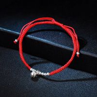 La Monada 925 Sterling Silver 4mm Bell Fashion Couple Bracelets Red Line Thread String Rope Jewelry Bracelets For Women Adjut Charms and Charm Bracele